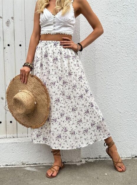 White Purple Skirt