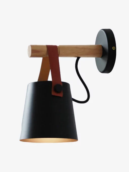 Aplique LED de madera negra con pantalla suspendida