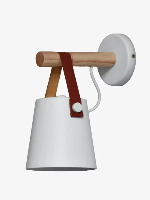 Aplique LED de madera blanca con pantalla colgante