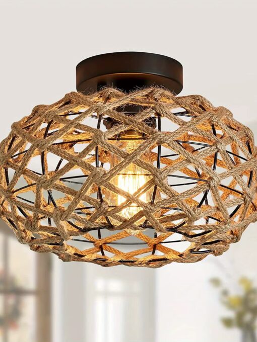 Plafón de cuerda de cáñamo trenzada D30 cm