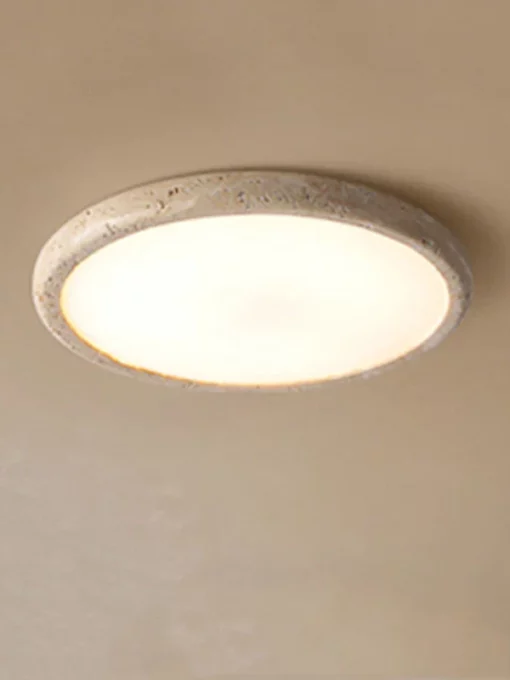 Plafón LED (luz amarilla) en travertino D38
