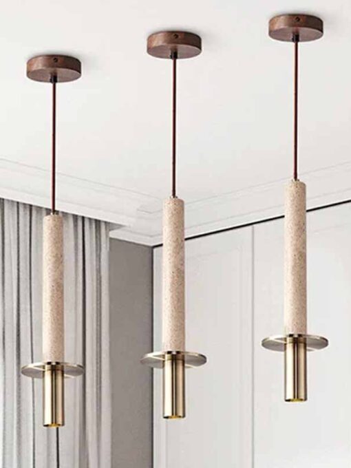 Colgante LED Travertino Tubo D12 x H40 cm
