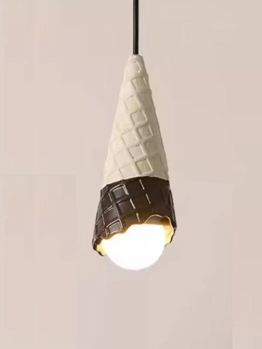 Lámpara colgante de cerámica 'Cono de helado' blanco / marrón chocolate